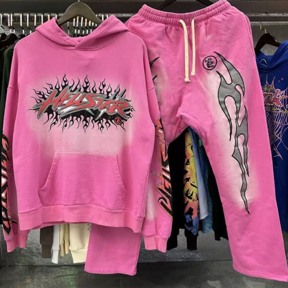 Pink Hellstar brainwashed Hoodie & Sweatpants - Picture 1 of 8